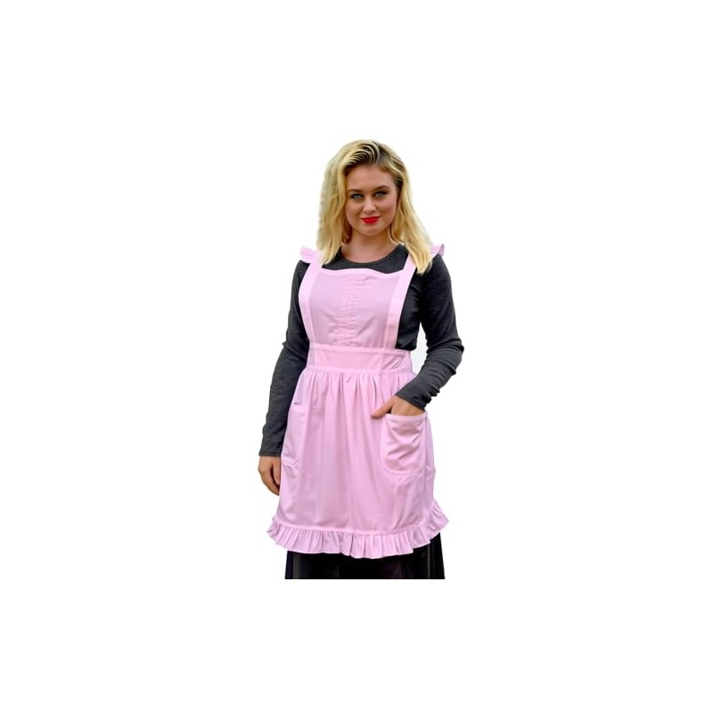 Love Potato Cotton Vintage Ruffle Apron, Cross-Back Adjustable Straps, 23
