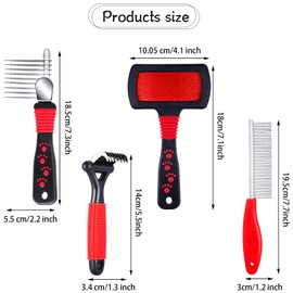 4 Pieces Pet Rake Comb Dog Dematting Comb Pet Cleaning Slicker Brush Dog Steel Comb Pet Grooming Tool Dog Brush and Cat Brush for Cats Dogs Removing Hair Knots and Tangles