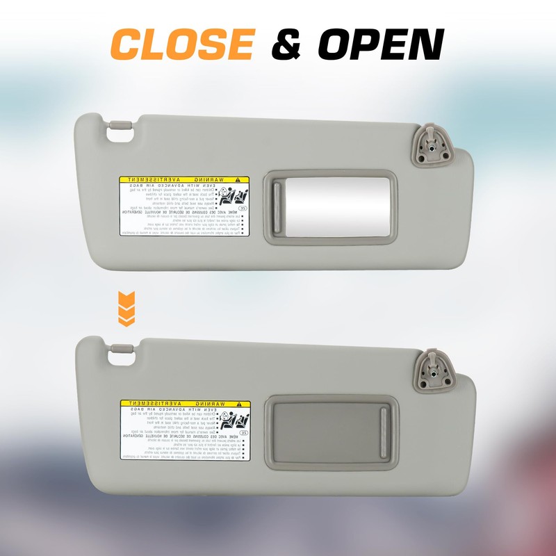 Left Driver Right Passenger Side Grey Sun Visor Fit for