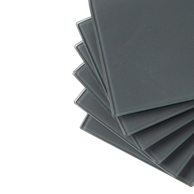 Harbour Housewares Glass Coasters - Square - 10cm - Grey