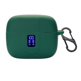 smaate Earbuds Case Compatible with TAGRY X08 Wireless Headphone, Silicon Protective Cover with “S” Shaped Dual Carabiner, with Window for LED Display (Green)