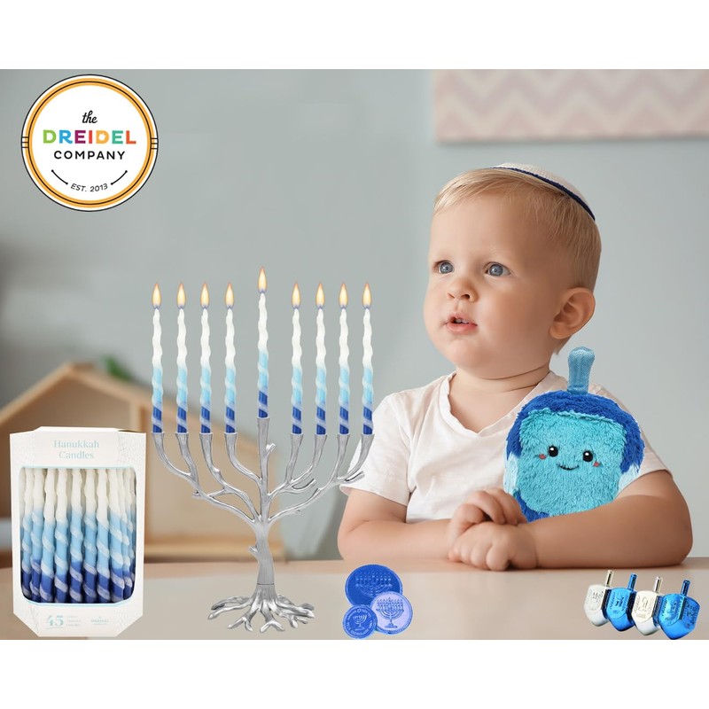 The Dreidel Company Deluxe Twisted Spiral 45 Blue & White