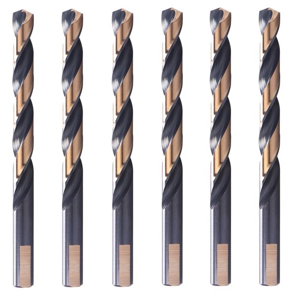 6 PCS, 23/64", Black and Gold Drill Bits