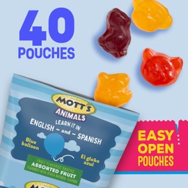 Mott's Fruit Flavored Snacks, Animals Assorted Fruit, Gluten Free Snack, Family Pack, 40 Ct, 32 oz