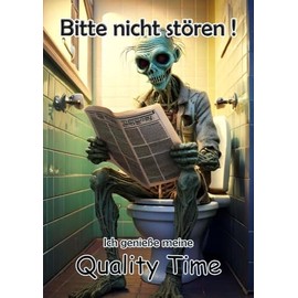 Blechschild Humor Aluminium 20x30cm - auf der Toilette mit Zeitung gruseliger Zombie 130