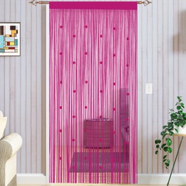 Taiyuhomes Bead String Curtains Door Fly Screen Curtain Beaded Curtain For Doorways Window Decorations Room Divider Single Door Curtain Beads (90x200cm) Rose