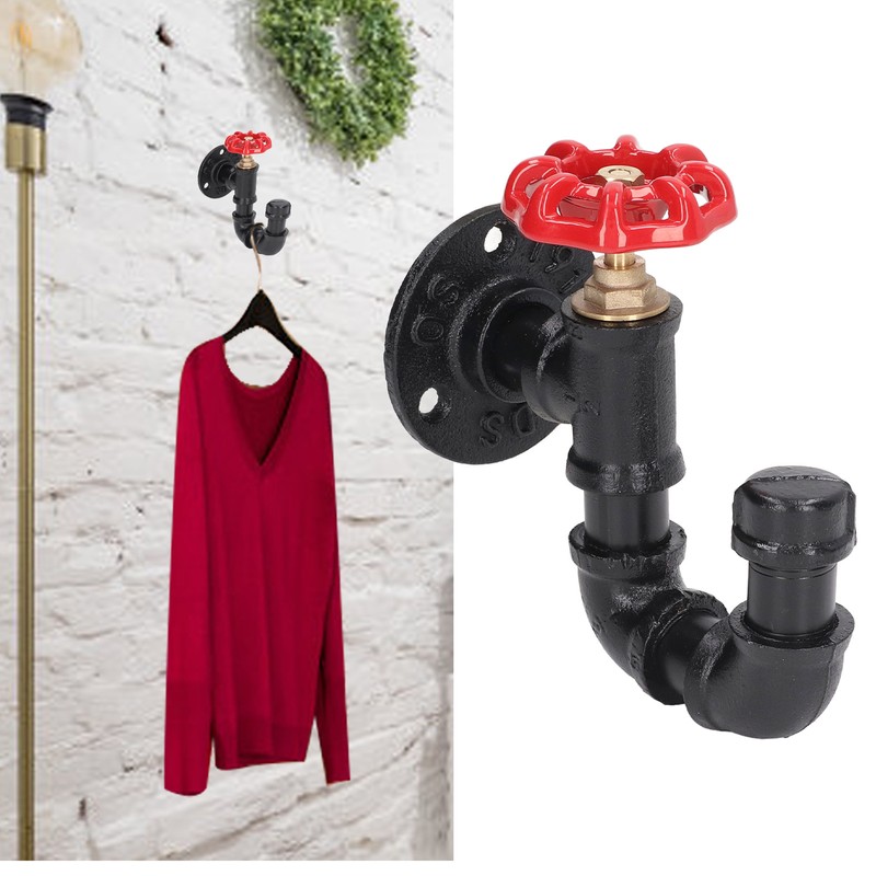 Industrial Pipe Coat Hook Rack Heavy Duty Rustic Hat Robe