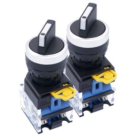 TWTADE / 2Pcs 22mm 2 NO 3 - Positions Latching Rotary Select Selector Switch 440V 10A LA38-20X/31