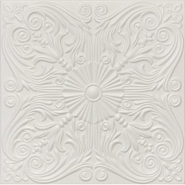 Euro-Deco Victorian R39 Styrofoam, Glue Up, 20x20, Home Decor, Ceiling Tiles, Pack/Lot (8), White