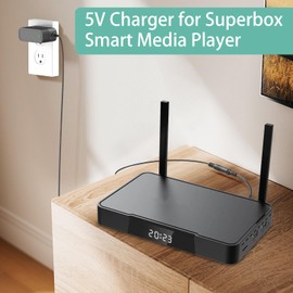 Replacement for Superbox Power Cord, 5V Power Adapter Compatible with Superbox S3 Pro S2 Pro S1 S1 Pro Dual Band Wi-Fi Smart Media Player Power Supply Charger Cord