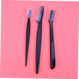 PACKOVE 3PCS Portable Eyebrow Shaper Set Stainless Steel Eyebrow Razors with Plastic Handle and Cover for Easy Makeup Application for Women