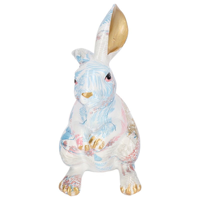 Rabbit Statue Nordic Style Handcrafted Painted Resin Rabbit Desktop Ornament