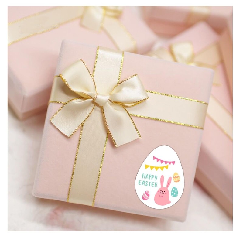 1.5x2 Inch Easter Egg Stickers Bunny Labels Flowers Mixed Designs