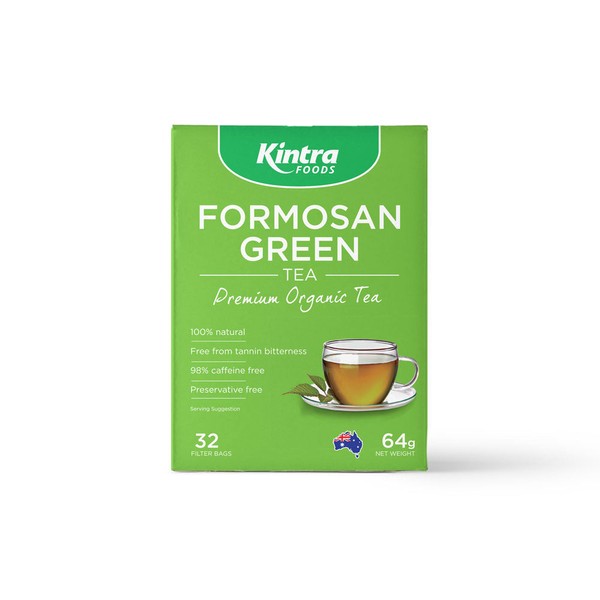 KINTRA FOODS Formosan Organic Green 32 Tea Bags, 32 teabags