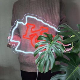 Football Rugby Sports Neon Sign for Chiefs KC Logo for Wall Decor USB Powered Led Light Up Signs for Game Room Men Cave Fan Cave Home Bar Decor Birthday Gift