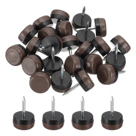 PATIKIL 0.7" Dia Chair Slides, 24 Pcs Nail on Furniture Glides Chair Leg Floor Protectors for Wooden Furniture, Table Feet, Carpet and Hardwood, Brown
