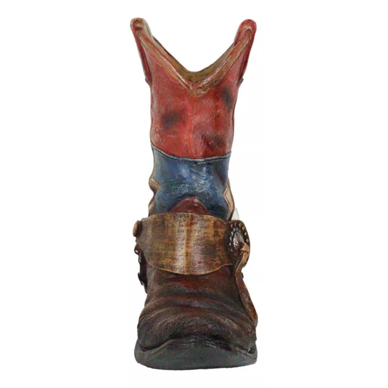 Rustic Western Star Texas Patriot Flag Cowboy Boot With Spur
