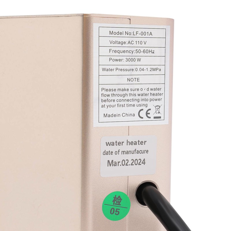 Mini Electric Tankless Water Heater, 3000W 110V Portable Tankless Water