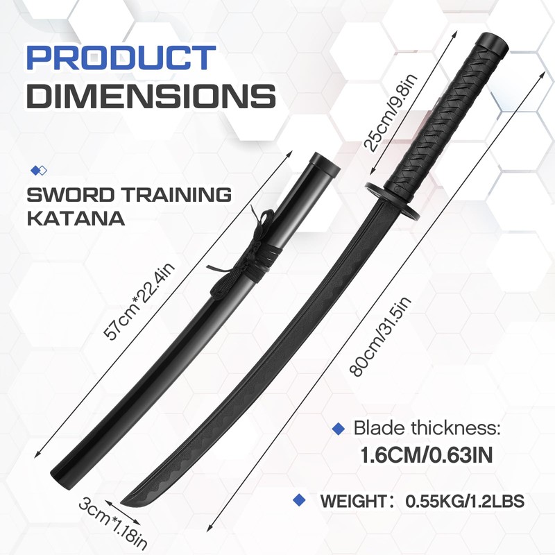 Seenelling Polypropylene Katana Sword with ABS Sheath Japanese Training Samurai
