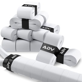 ADV Tennis Racket Grip Tape - Dry FeltTac Ultra Absorbent Tennis Grip Tape with Exclusive Material for High Velvety Comfort - Pro Tested & Designed Tennis Overgrips (12-Pack White)