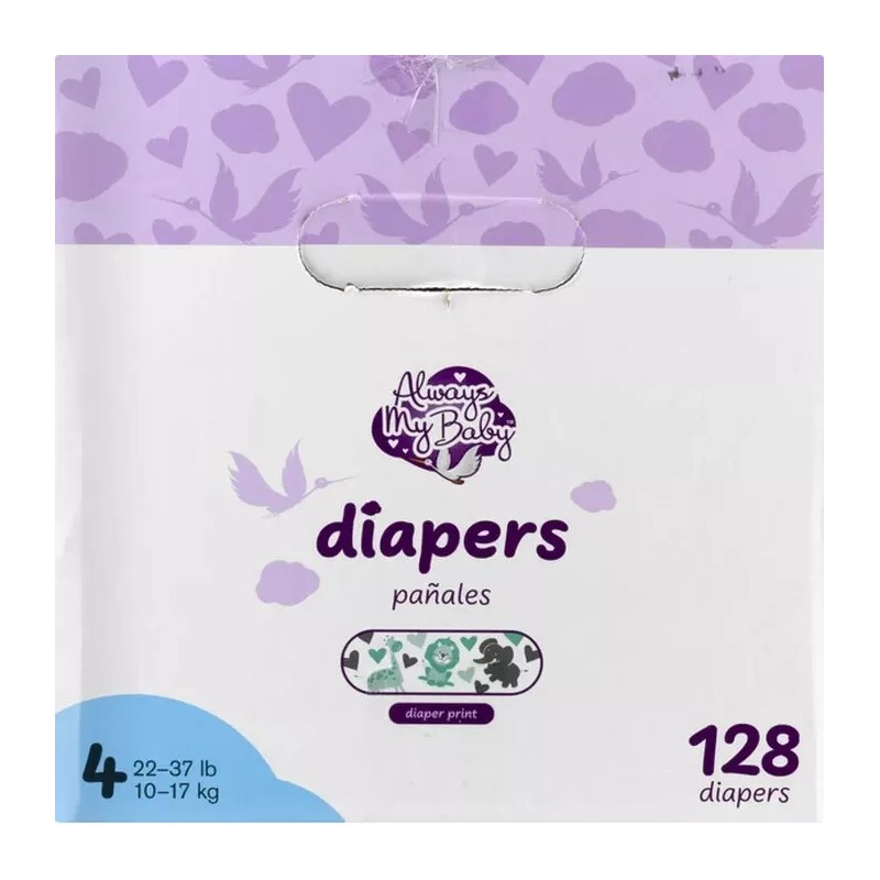 Always My Baby Diapers, Size 4 (22-37 lb) 128 Diapers