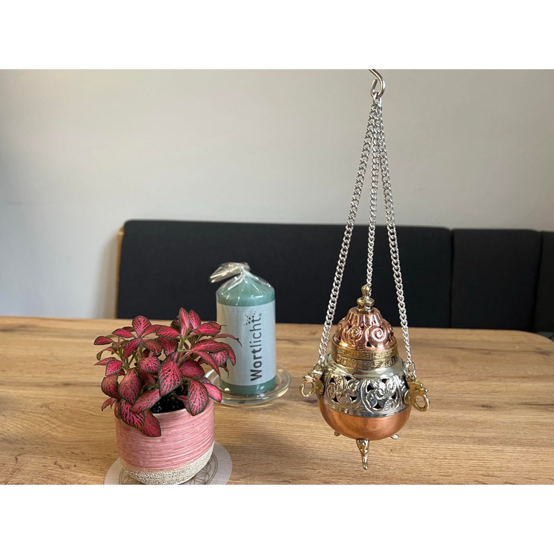 Bitto Samra Incense Burner Copper White Metal Height 13 cm