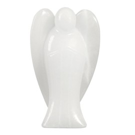 dssmboom 3” Hand Carved White Jade Crystal Angel Statue, Pocket Stone Peace Guardian Angels Figurine for Protection Meditation Home Decoration