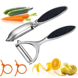 Potato Peelers, Vegetable Peeler for Kitchen Stainless Steel Y Shape Swivel Peelers, Carrot, Fruit, 2PCS Silver Peelers