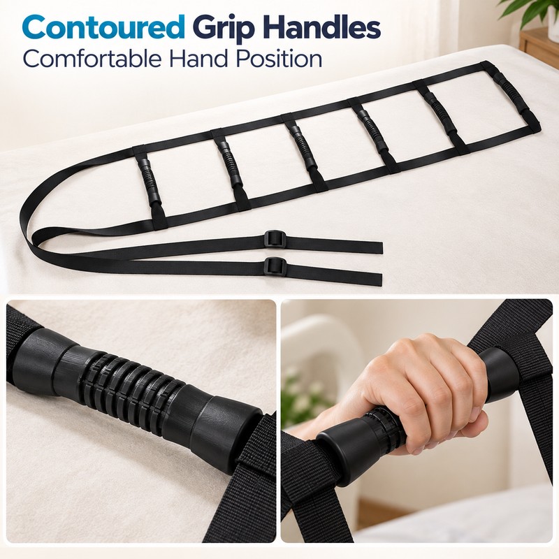 Bed Ladder Assist Strap for Sitting Up – 5-Grip Adjustable