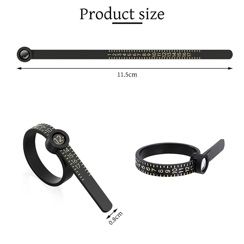 Ring Sizer 2PCS Measuring Gauge, 1-17 US Rings Size, Plastic