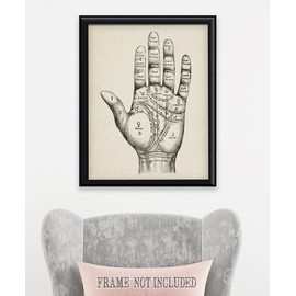 Vintage Palm Reading Chart 16x20 Unframed Print–Witchy occult wall art featuring wicca, magic, and mystical décor. Great for vintage Halloween, oddities, curiosities, & unique home decoration displays