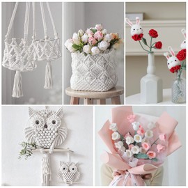 EDATOFLY Macrame Yarn, Macrame Yarn 3 mm x 100 m, DIY Macrame Cord, Macrame Cord for Plant Hangers, Knitting, Dream Catcher, Curtain and Various Crafts (White)