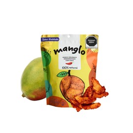 MANGLO | Mango Orgánico Deshidratado Con Chile 100% Natural | 300g | Rebanadas de mango sin azúcar añadida Snack Saludable y Delicioso para niños y adultos | Calidad Premium | Sin gluten | Sin conservadores | Vegano | Bolsa resellable.
