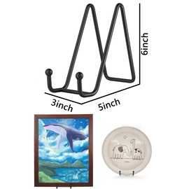 Petiy Beauty 2 Pack 6 Inch Black Iron Plate Stands for Display, Metal Frame Holder Stand for Picture, Decorative Dish, Book, Photo Easel and Tabletop Artistic Work