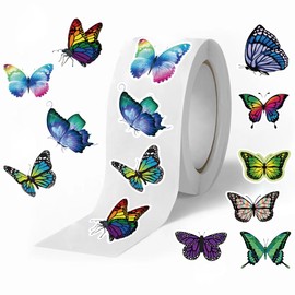 Butterfly Stickers for Kids,1 Inch Reward Stickers in 10 Patterns,Cartoon Decal Rolls Self Adhesive Seals for Kids Girls Boys Teen Birthday Party Decorations Water Bottle Scrapbook 500Pcs