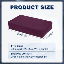 uxcell Bar Stool Cover Rectangle, Stretch Washable Saddle Counter Vanity Barstool Slipcover Seat Cushion Protector with Elastic Band for Wooden Metal Bench Chair(Dark Purple, 2Pcs)