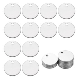MECCANIXITY 25Pcs Stainless Steel Blank Stamping Tag Engraved Stainless Steel Round Charm Pendant with Holes 23mm/0.91" Silver for Pendant Bracelet Necklace Jewelry Making Earring