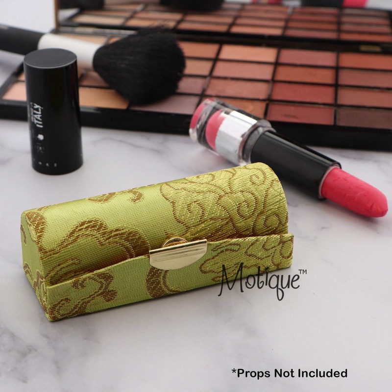Motique Accessories Lime Lipstick Case with Brocade Design
