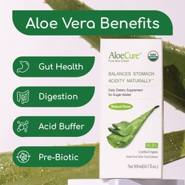 AloeCure Pure Aloe Vera Juice USDA Certified Organic, Natural Flavor Acid Buffer, 4x500ml Bottle, Processed Within 12 Hours of Harvest to Maximize Nutrients, No Charcoal Filtering-Inner Leaf