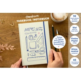 Eine der Guten Diary - A5 Notebook Journal for Adults and Teenagers, 92 Pages Lined, Hard Cover with Rubber, FSC Paper, Yellow, Blue, Pink, Heart