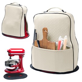 BAGSPRITE Stretchy Stand Mixer Cover with Appliance Slider– Washable Applicance Cover Compatible with KitchenAid Mixer 6/7/8 Quart – Dust Cover with Pockets for KitchenAid Accessories and Attachments