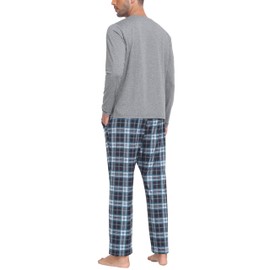 MoFiz Pajamas for Men Set Long Sleeve Couples Matching Pajamas Lightweight Loungewear Sleepwear Nightwear Sets Soft Sleep Sets Christmas Pj Set Blue Plaid Pants with Pockets S
