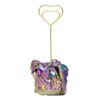 Nupuyai Rainbow Aura Titanium Coated Crystal Cluster Memo Holder Stand,