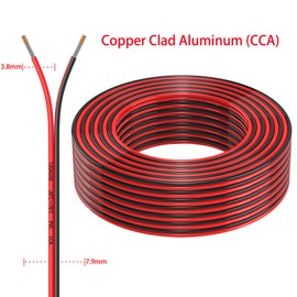 12 Gauge 2 Conductors 30FT Electrical Wire, Red Black Cable, Flexible Low Voltage PVC Copper Clad Aluminum Extension Cord for Car Speaker Wire, LED Wire,Lamps Lighting,Residential Wiring 12V/24V DC.