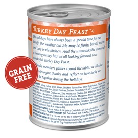 Blue Buffalo Family Favorites Adult Wet Dog Food, Made with Natural Ingredients, Turkey Day Feast, 12.5-oz. Can (Pack of 12)