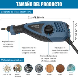 NCOIIBF 25w Bolígrafo Grabador, Bolígrafo de Grabado Eléctrico, Herramientas Rotativas De 6 Velocidades con Puntas de Acero de Carburo de Tungsteno, para Pulir, Azulejos, Metal, Madera, Plástico
