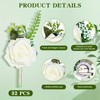 Retrowavy 32 Pieces Ivory Rose Boutonniere pins for Men Groom
