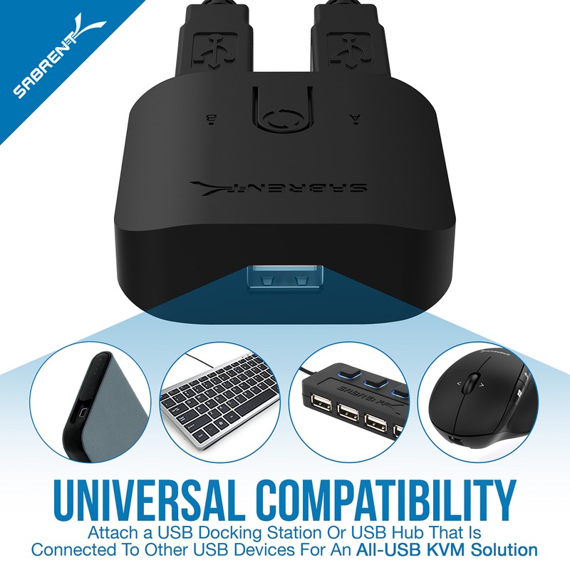 SABRENT USB 2.0 Sharing Switch for Multiple Computers and Peripherals