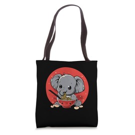 Elephant Ramen Bowl Japanese Noodles Kawaii Anime Artwork Tote Bag
