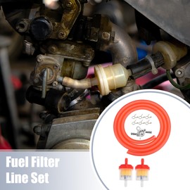 X AUTOHAUX 1 Set Motorcycle Fuel Line Clamps with 2 Fuel Filters Inline Shut Off Valve Petcock for CRF50 70 90 150CC ATV Moped Scooter Dirt Bike Red